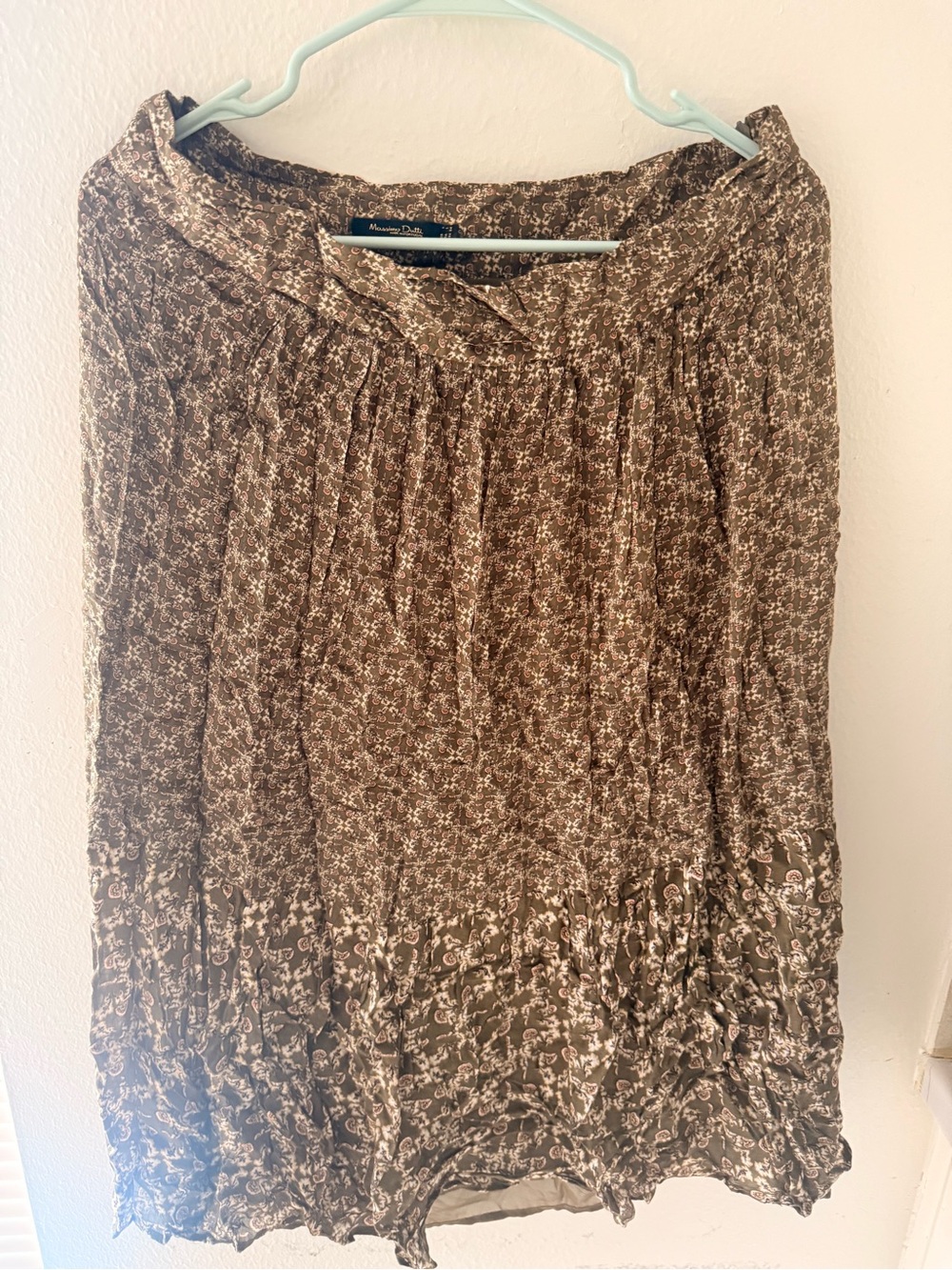 Massimo Dutti Brown Paisley Pleated Skirt